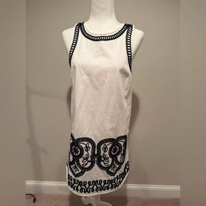 H&M Women’s White Slip Dress with black Embroidery. A-Line. Size Small. NWT.